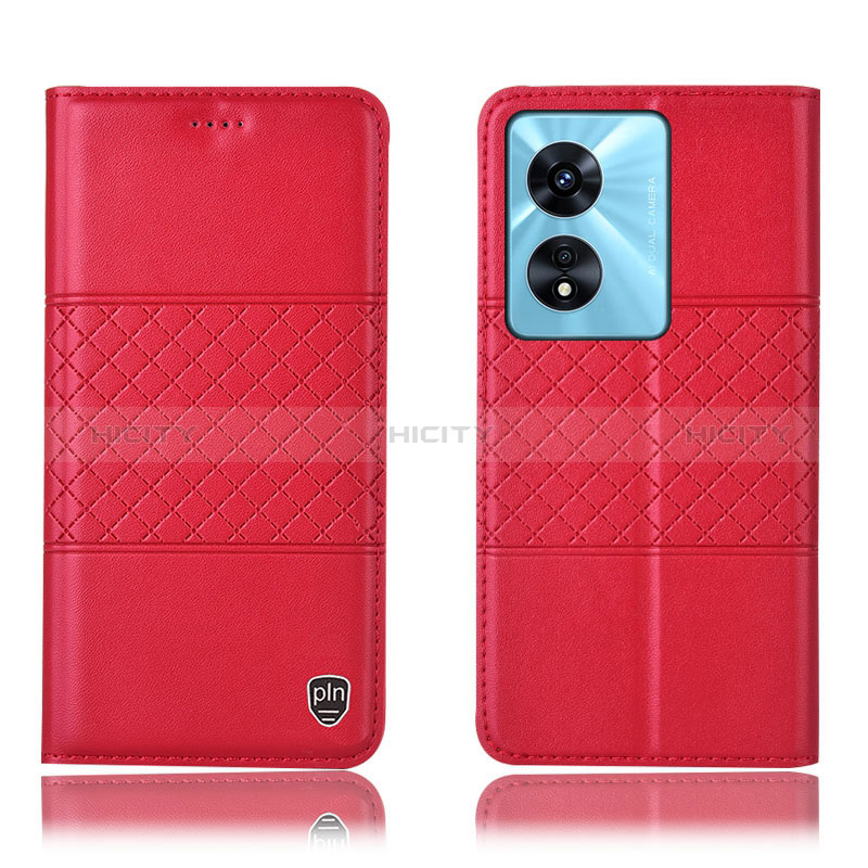 Custodia Portafoglio In Pelle Cover con Supporto H07P per Oppo A18 Rosso