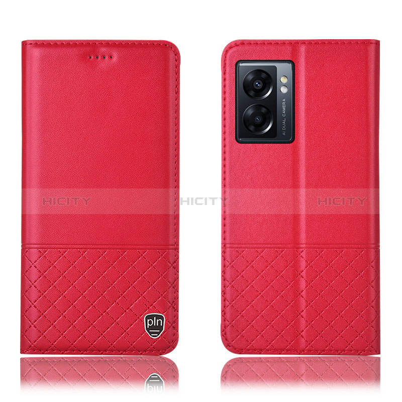 Custodia Portafoglio In Pelle Cover con Supporto H07P per Oppo A57 5G Rosso