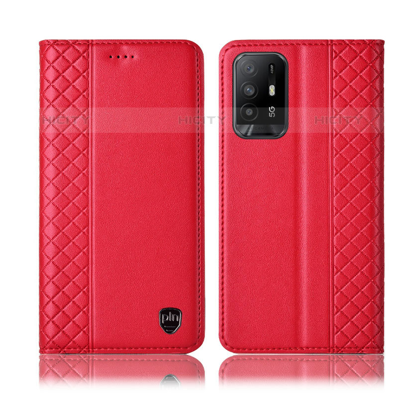 Custodia Portafoglio In Pelle Cover con Supporto H07P per Oppo A94 5G Rosso