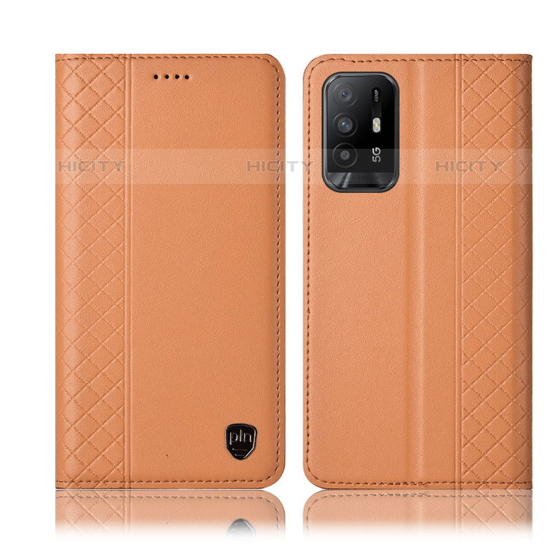 Custodia Portafoglio In Pelle Cover con Supporto H07P per Oppo A95 5G Arancione