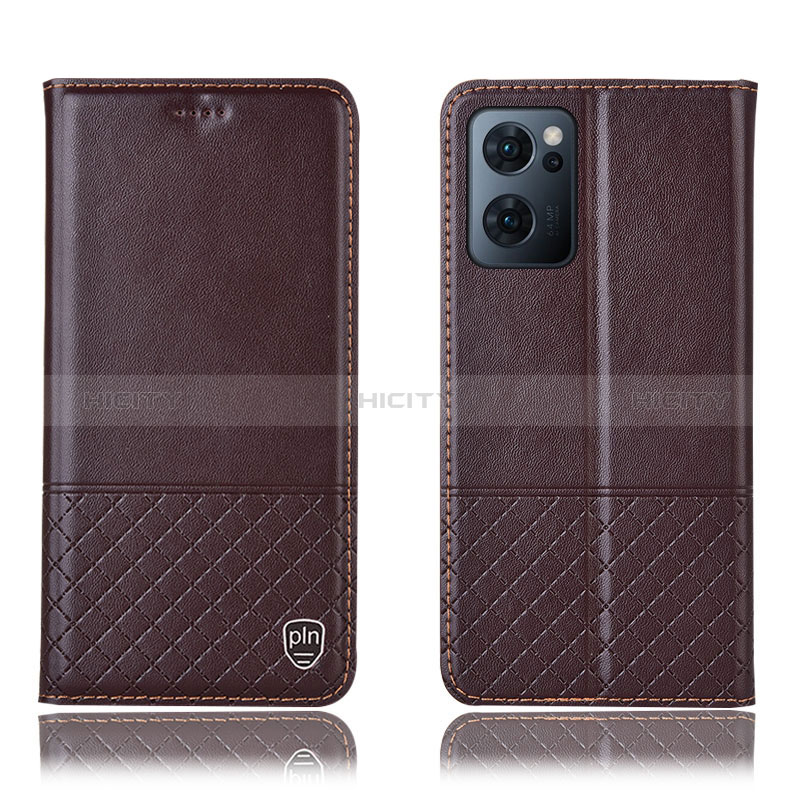 Custodia Portafoglio In Pelle Cover con Supporto H07P per Oppo Find X5 Lite 5G Marrone