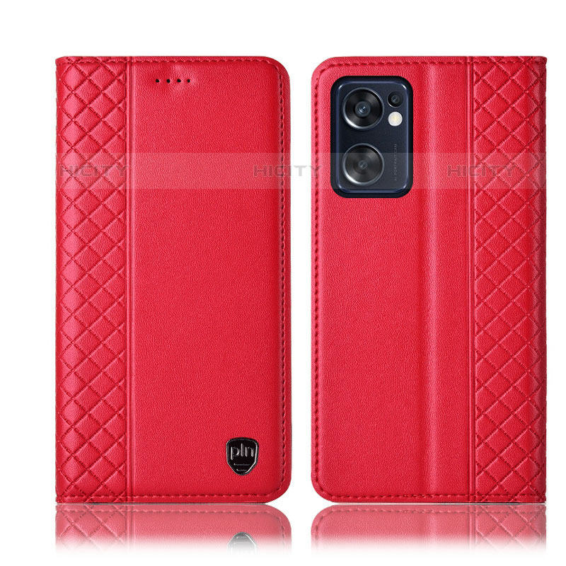 Custodia Portafoglio In Pelle Cover con Supporto H07P per Oppo Reno7 SE 5G Rosso