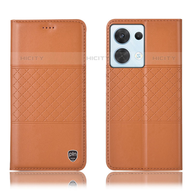 Custodia Portafoglio In Pelle Cover con Supporto H07P per Oppo Reno8 5G Arancione