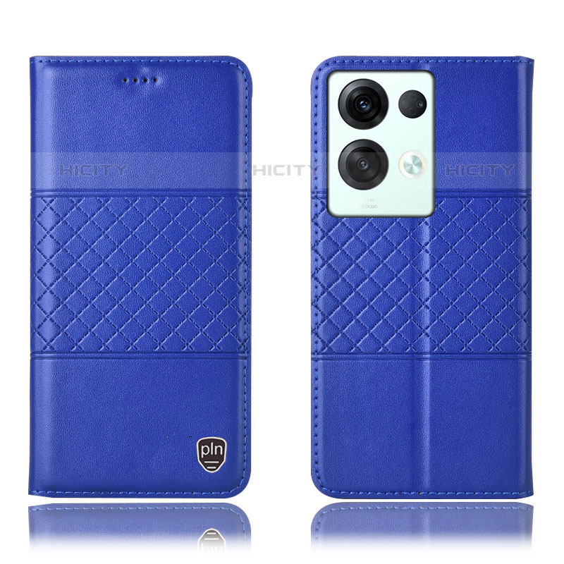 Custodia Portafoglio In Pelle Cover con Supporto H07P per Oppo Reno8 Pro 5G Blu