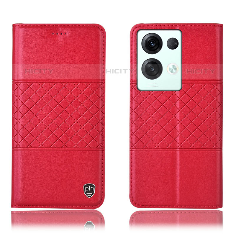 Custodia Portafoglio In Pelle Cover con Supporto H07P per Oppo Reno8 Pro 5G Rosso