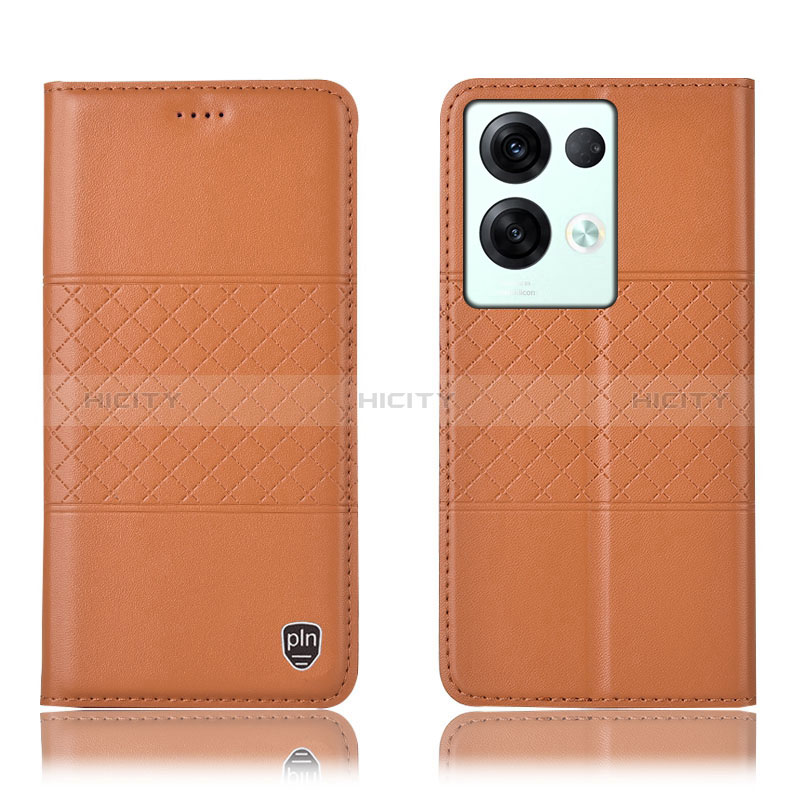 Custodia Portafoglio In Pelle Cover con Supporto H07P per Oppo Reno9 Pro+ Plus 5G Arancione