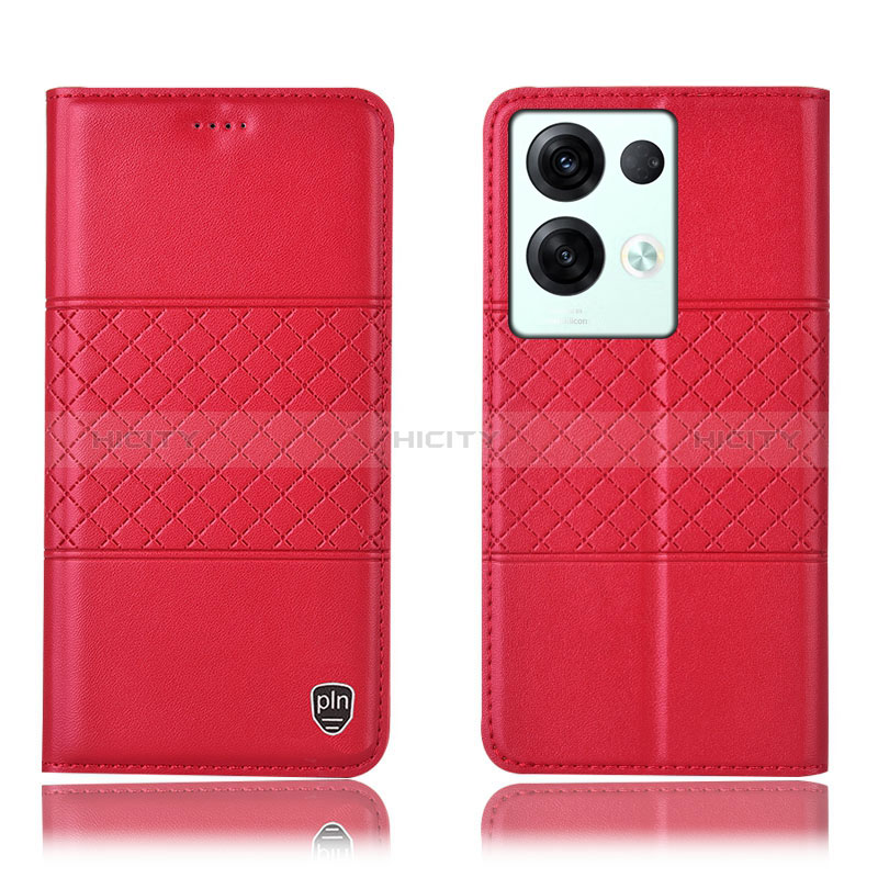 Custodia Portafoglio In Pelle Cover con Supporto H07P per Oppo Reno9 Pro+ Plus 5G Rosso