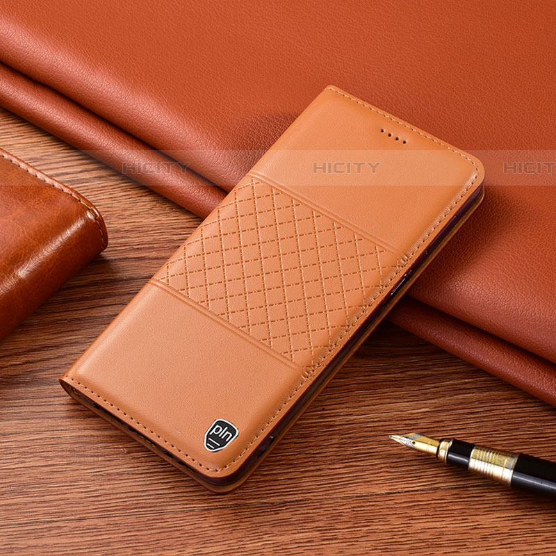 Custodia Portafoglio In Pelle Cover con Supporto H07P per Samsung Galaxy F22 4G Arancione