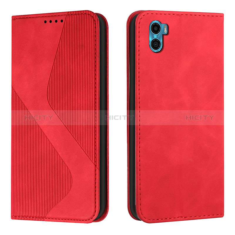 Custodia Portafoglio In Pelle Cover con Supporto H07X per Motorola Moto E22S Rosso