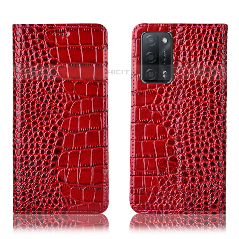 Custodia Portafoglio In Pelle Cover con Supporto H08P per Oppo A53s 5G Rosso