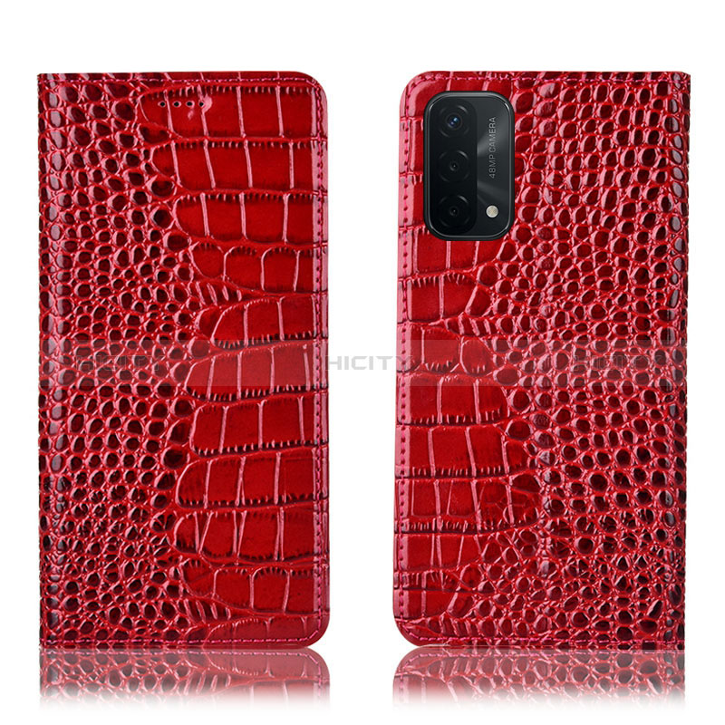 Custodia Portafoglio In Pelle Cover con Supporto H08P per Oppo A54 5G Rosso