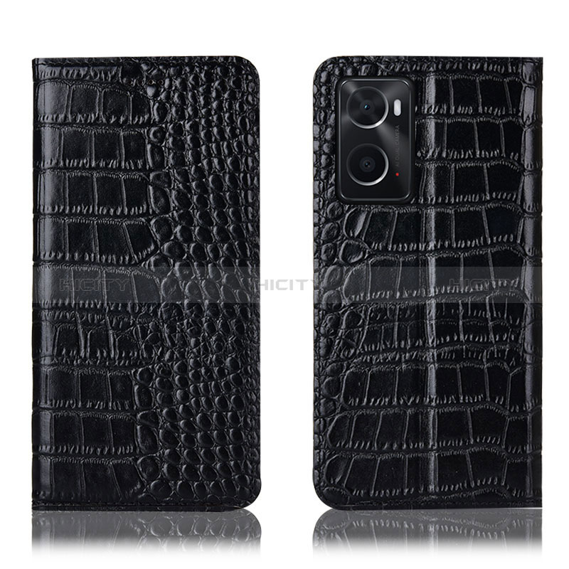 Custodia Portafoglio In Pelle Cover con Supporto H08P per Oppo A76 Nero