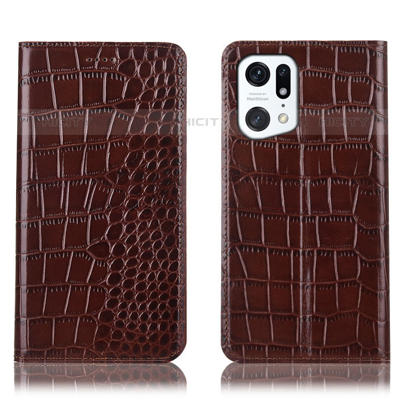 Custodia Portafoglio In Pelle Cover con Supporto H08P per Oppo Find X5 Pro 5G