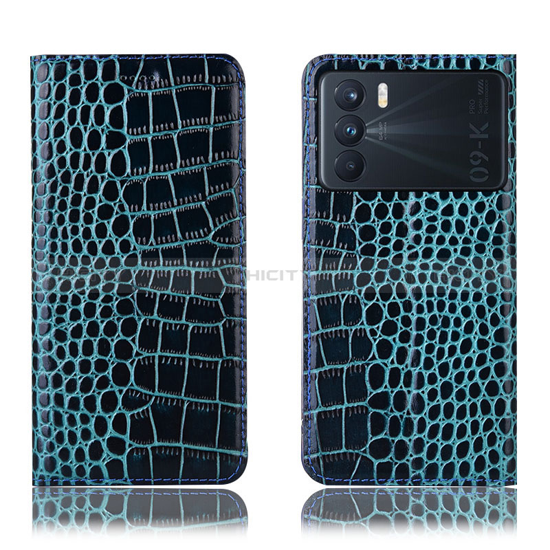 Custodia Portafoglio In Pelle Cover con Supporto H08P per Oppo K9 Pro 5G Blu