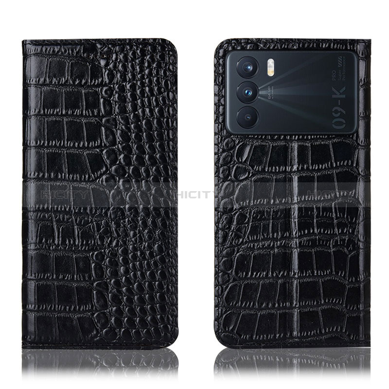 Custodia Portafoglio In Pelle Cover con Supporto H08P per Oppo K9 Pro 5G Nero