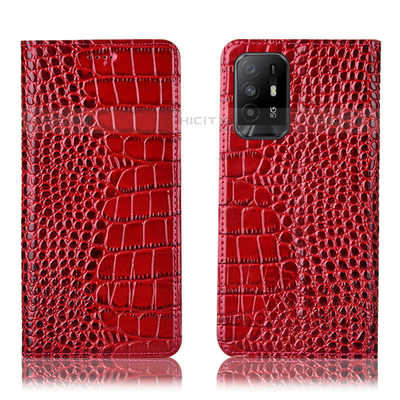 Custodia Portafoglio In Pelle Cover con Supporto H08P per Oppo Reno5 Z 5G Rosso