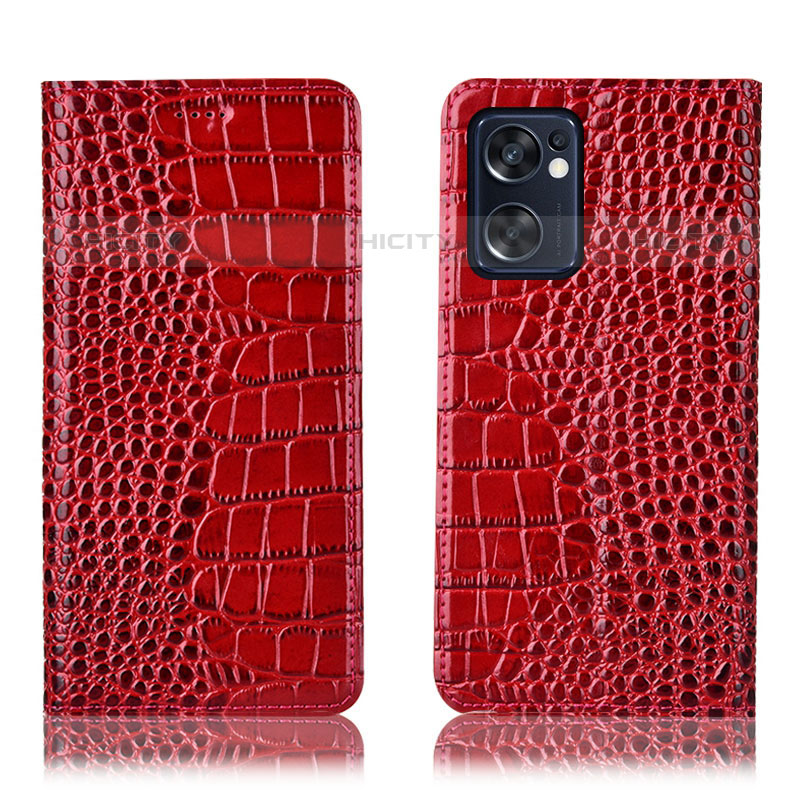 Custodia Portafoglio In Pelle Cover con Supporto H08P per Oppo Reno7 SE 5G Rosso