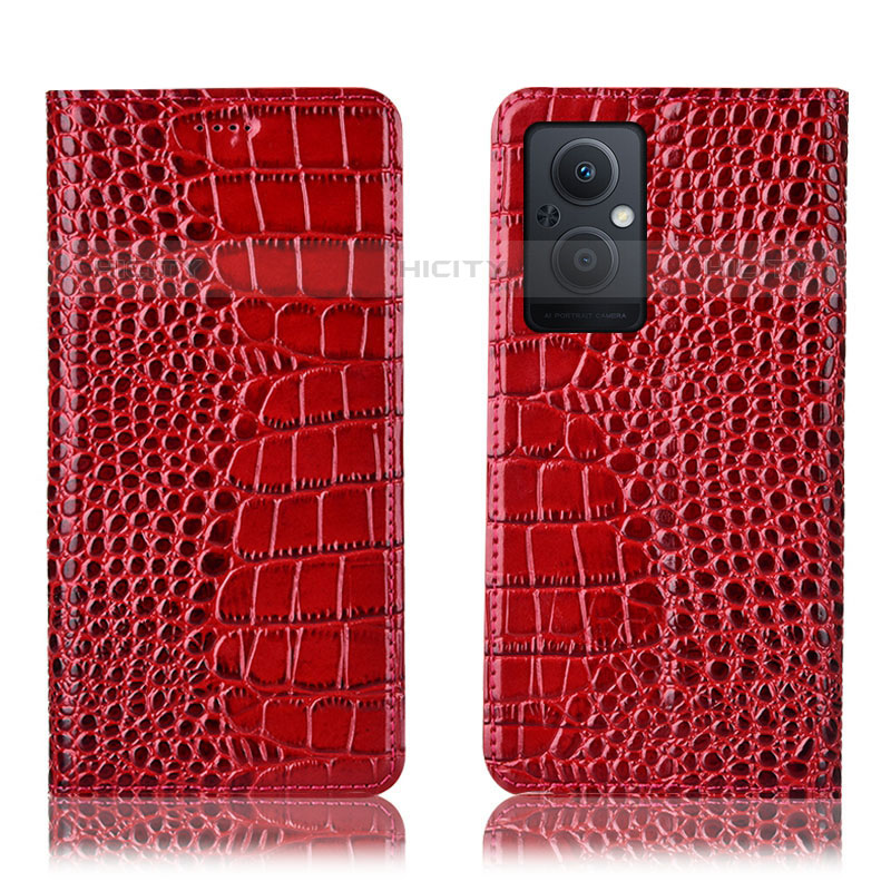 Custodia Portafoglio In Pelle Cover con Supporto H08P per Oppo Reno7 Z 5G Rosso