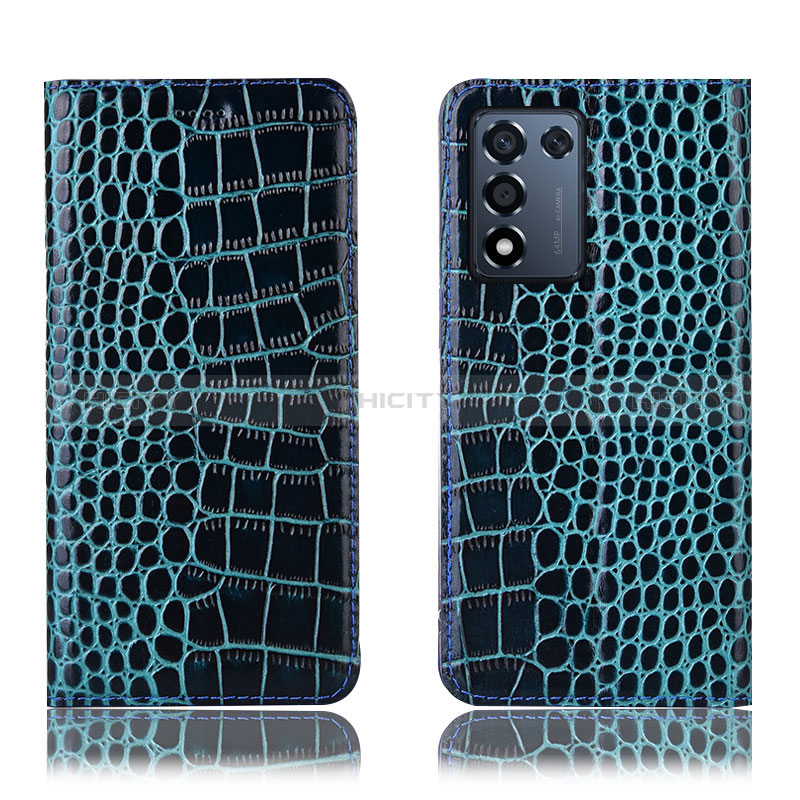 Custodia Portafoglio In Pelle Cover con Supporto H08P per Realme 9 SE 5G Blu