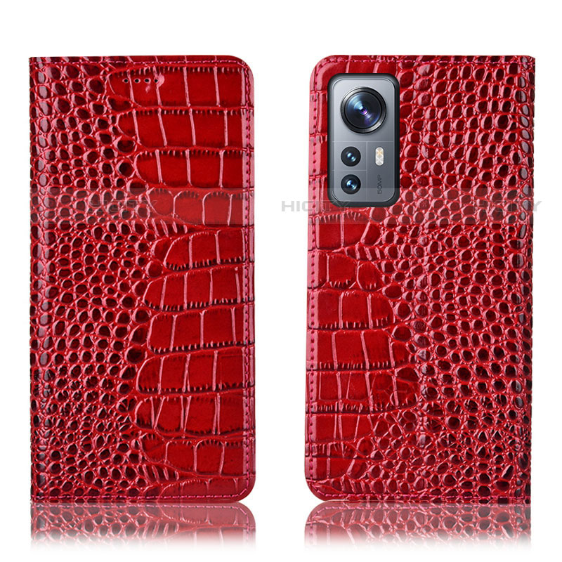 Custodia Portafoglio In Pelle Cover con Supporto H08P per Xiaomi Mi 12 Pro 5G Rosso