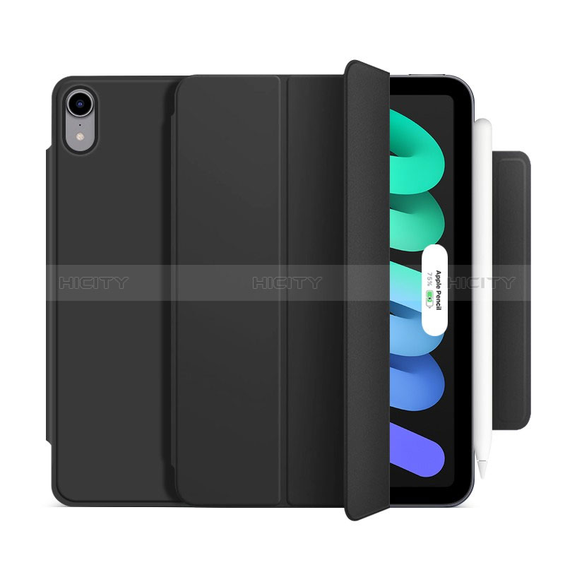 Custodia Portafoglio In Pelle Cover con Supporto H09 per Apple iPad Mini 6 Nero