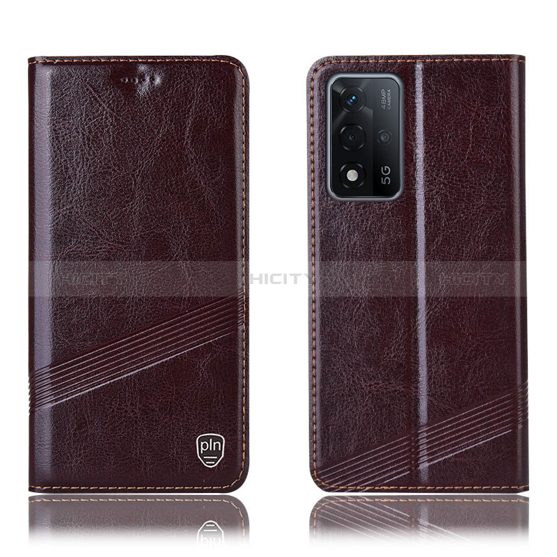 Custodia Portafoglio In Pelle Cover con Supporto H09P per Oppo A93s 5G Marrone