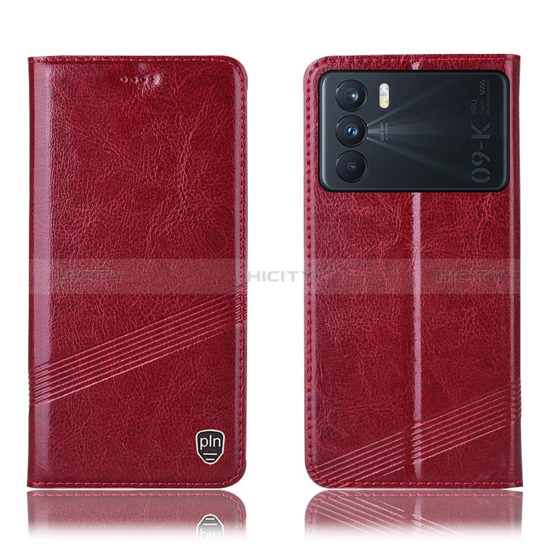 Custodia Portafoglio In Pelle Cover con Supporto H09P per Oppo K9 Pro 5G Rosso