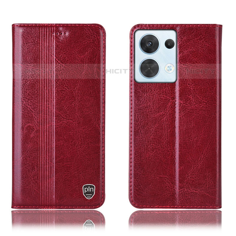 Custodia Portafoglio In Pelle Cover con Supporto H09P per Oppo Reno8 5G Rosso