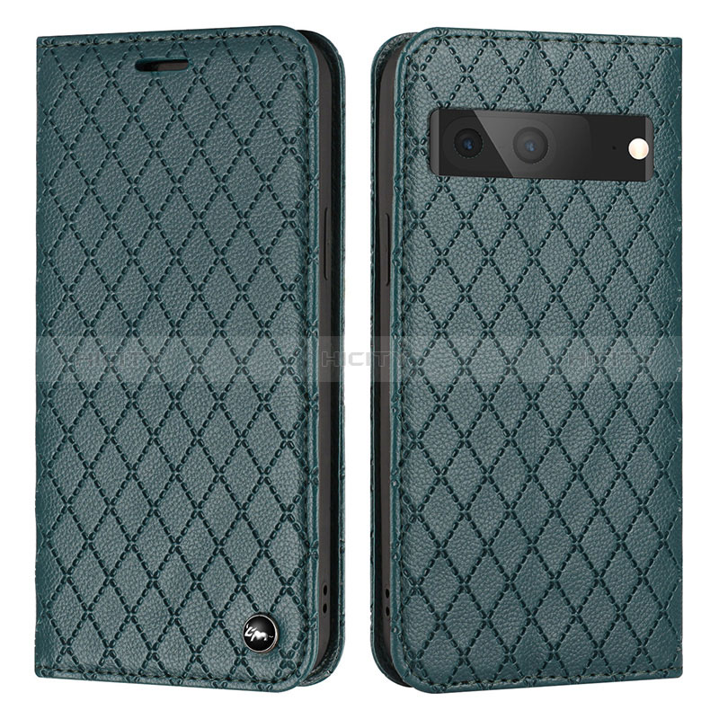 Custodia Portafoglio In Pelle Cover con Supporto H09X per Google Pixel 7 5G Verde