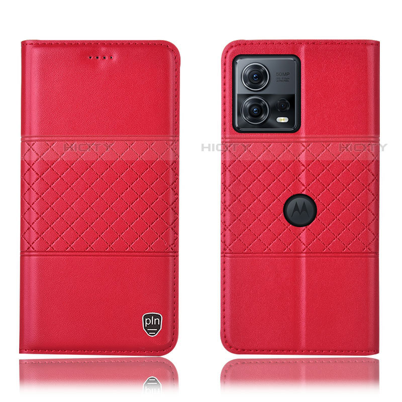 Custodia Portafoglio In Pelle Cover con Supporto H10P per Motorola Moto Edge 30 Fusion 5G Rosso