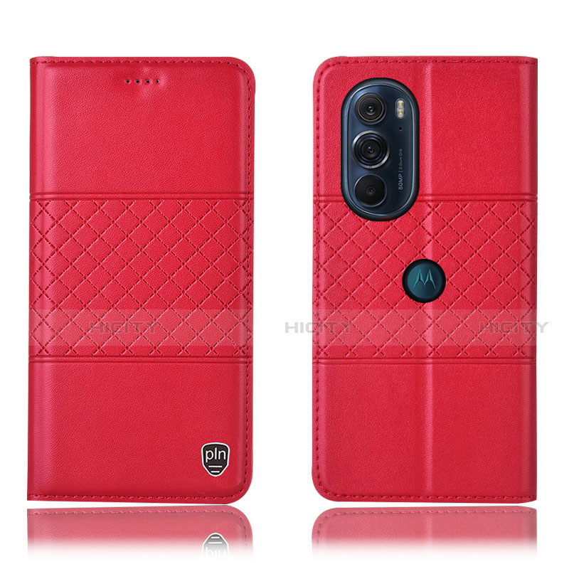 Custodia Portafoglio In Pelle Cover con Supporto H10P per Motorola Moto Edge 30 Pro 5G Rosso