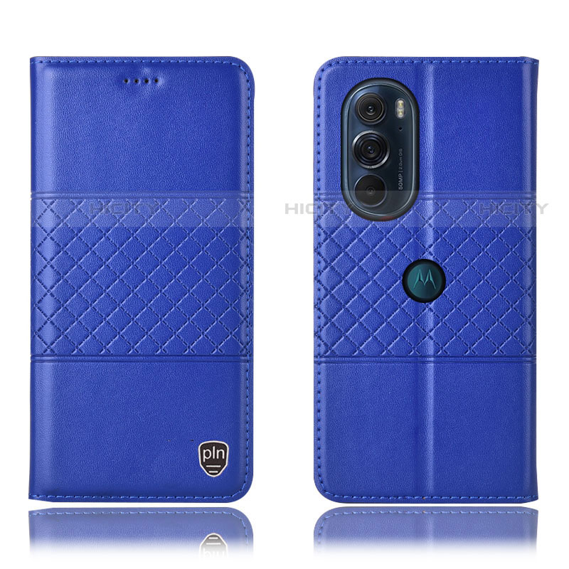 Custodia Portafoglio In Pelle Cover con Supporto H10P per Motorola Moto Edge X30 5G Blu