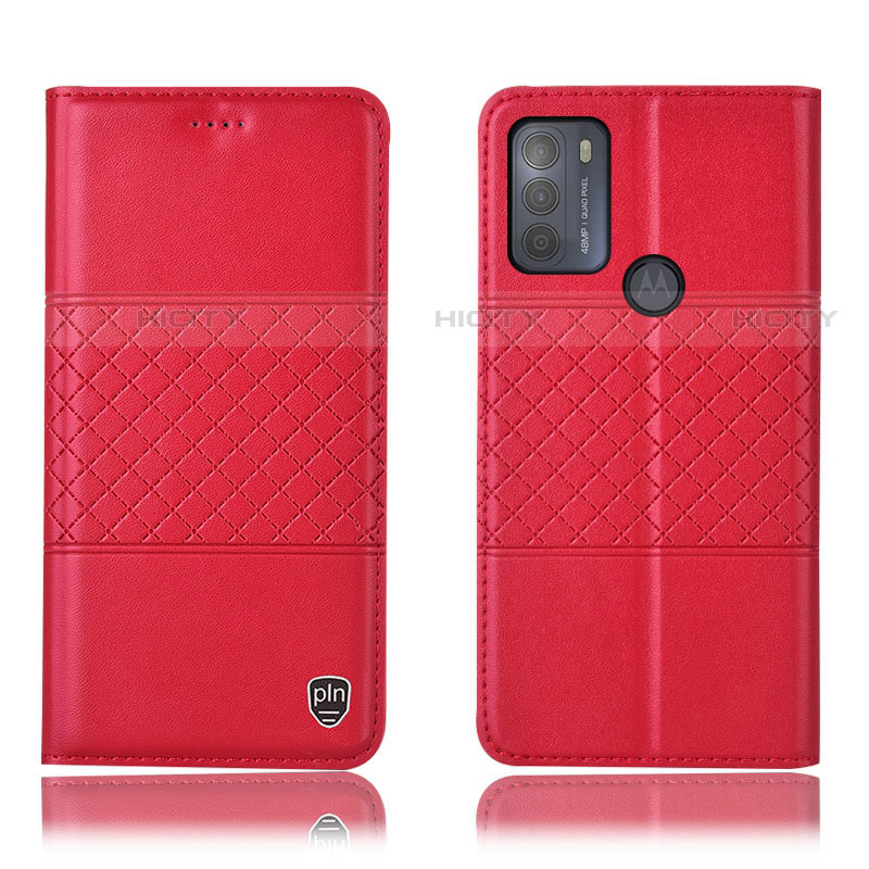 Custodia Portafoglio In Pelle Cover con Supporto H10P per Motorola Moto G50 Rosso