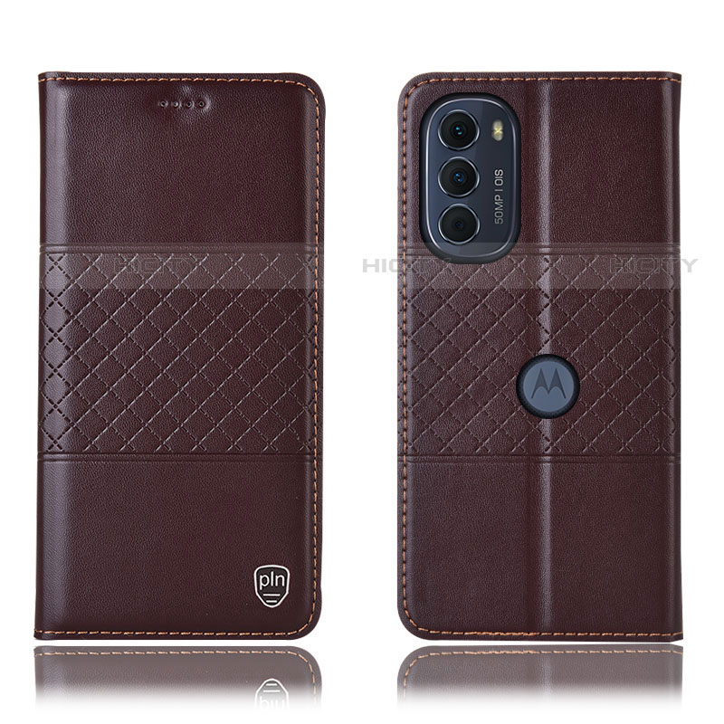 Custodia Portafoglio In Pelle Cover con Supporto H10P per Motorola Moto G71s 5G Marrone