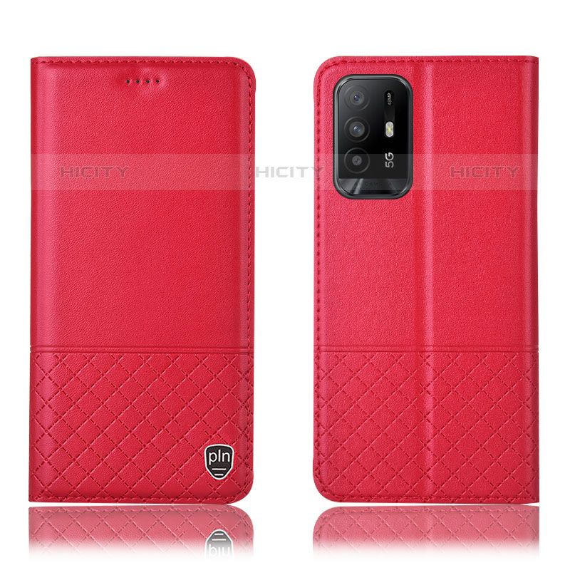 Custodia Portafoglio In Pelle Cover con Supporto H10P per Oppo F19 Pro+ Plus 5G Rosso