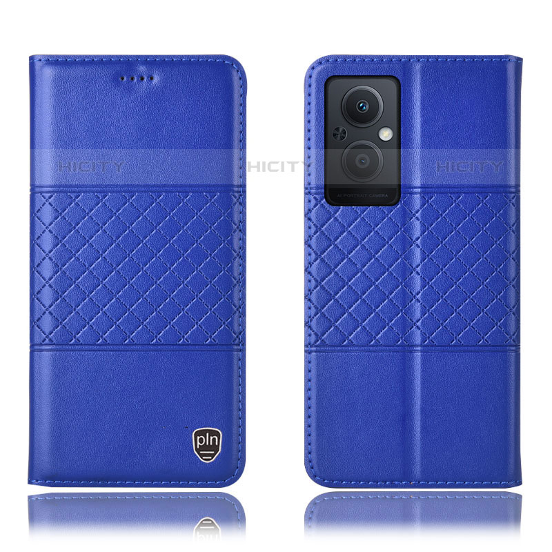 Custodia Portafoglio In Pelle Cover con Supporto H10P per Oppo F21 Pro 5G Blu