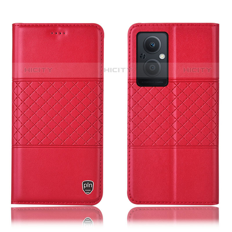 Custodia Portafoglio In Pelle Cover con Supporto H10P per Oppo F21 Pro 5G Rosso