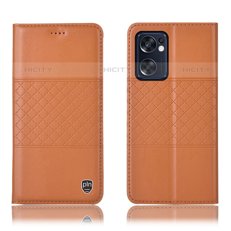 Custodia Portafoglio In Pelle Cover con Supporto H10P per Oppo Reno7 SE 5G Arancione