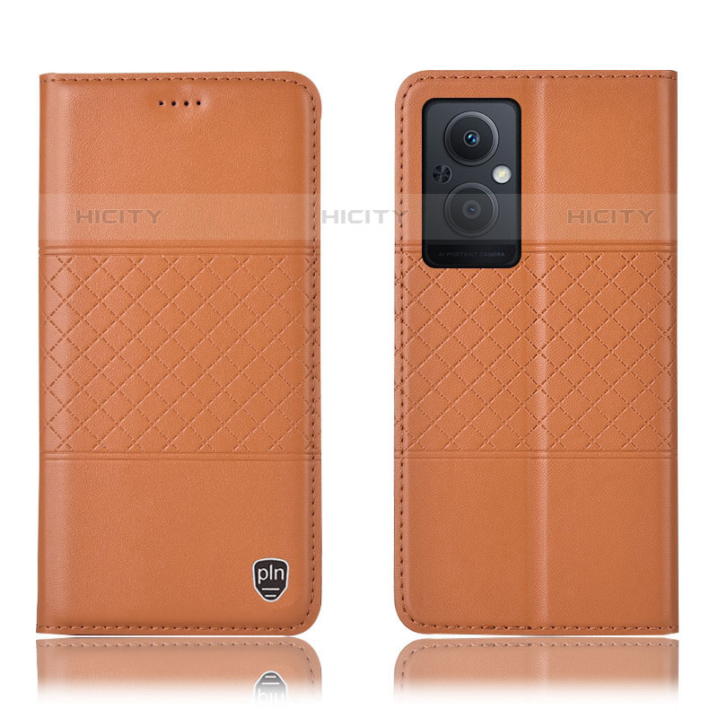 Custodia Portafoglio In Pelle Cover con Supporto H10P per Oppo Reno7 Z 5G Arancione