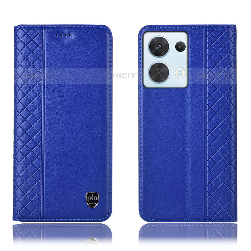 Custodia Portafoglio In Pelle Cover con Supporto H10P per Oppo Reno8 5G Blu