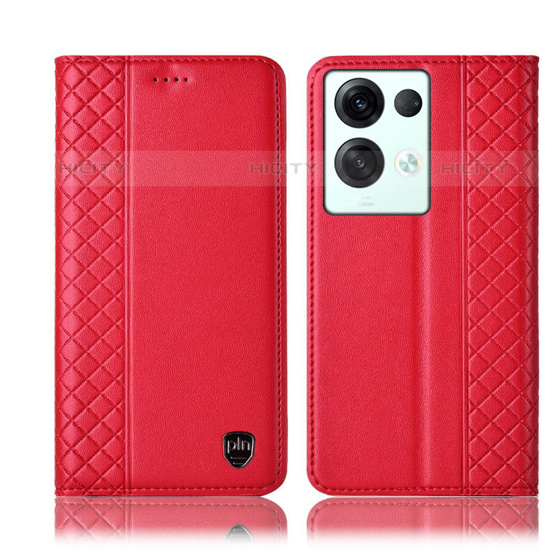 Custodia Portafoglio In Pelle Cover con Supporto H10P per Oppo Reno8 Pro+ Plus 5G Rosso