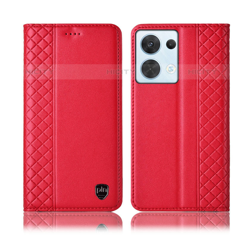 Custodia Portafoglio In Pelle Cover con Supporto H10P per Oppo Reno9 5G Rosso