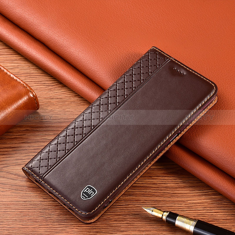 Custodia Portafoglio In Pelle Cover con Supporto H10P per Xiaomi Redmi 9C NFC Marrone
