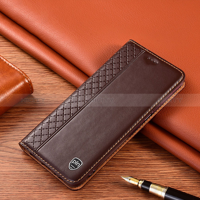Custodia Portafoglio In Pelle Cover con Supporto H10P per Xiaomi Redmi Note 10 5G Marrone