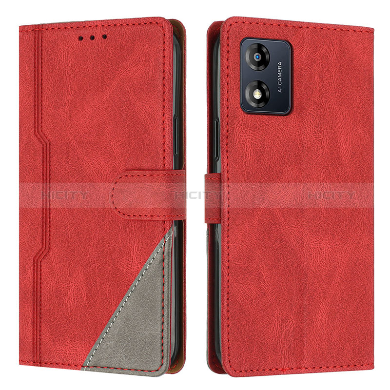 Custodia Portafoglio In Pelle Cover con Supporto H10X per Motorola Moto E13 Rosso