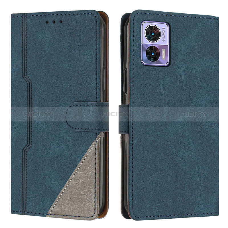 Custodia Portafoglio In Pelle Cover con Supporto H10X per Motorola Moto Edge 30 Lite 5G Blu