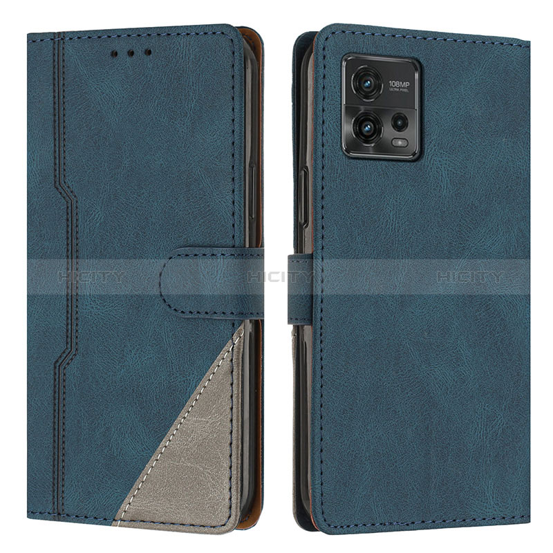 Custodia Portafoglio In Pelle Cover con Supporto H10X per Motorola Moto G72 Blu