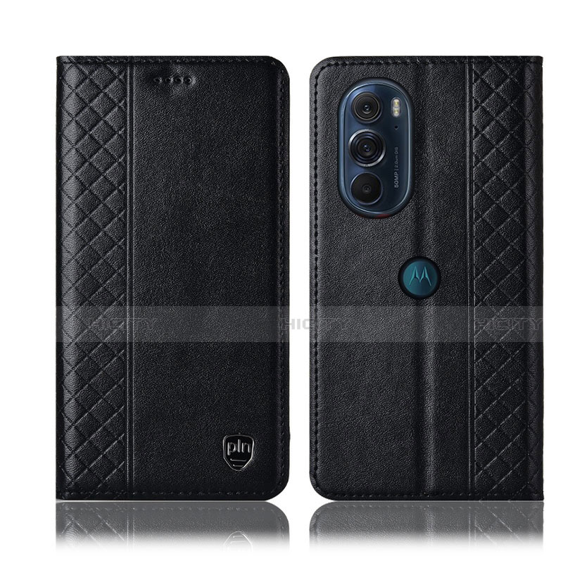 Custodia Portafoglio In Pelle Cover con Supporto H11P per Motorola Moto Edge 30 Pro 5G Nero