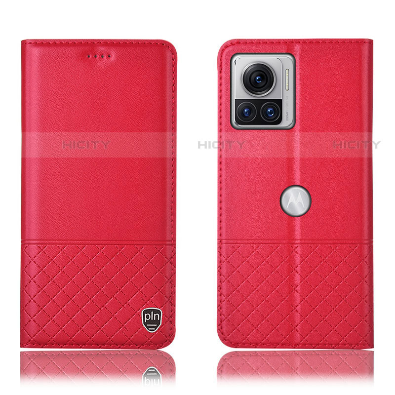 Custodia Portafoglio In Pelle Cover con Supporto H11P per Motorola Moto Edge 30 Ultra 5G Rosso