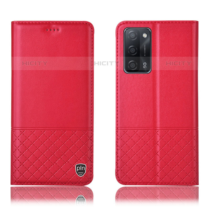 Custodia Portafoglio In Pelle Cover con Supporto H11P per Oppo A53s 5G Rosso